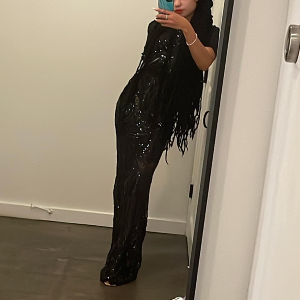 Fashion nova Elegant Black Evening 2pc sequence set EUC!! - Picture 3 of 9
